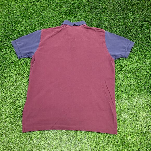 Ralph-Lauren Polo Shirt Large 23x28 Burgundy Blue Crest Logo - Picture 2 of 12